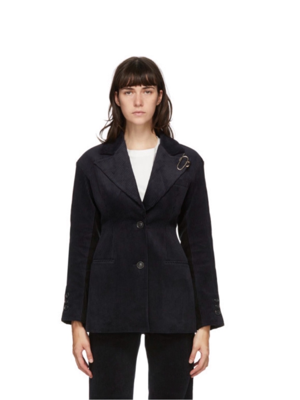 Andersson Bell Navy and Black Corduroy Brooch Smith Blazer- Size S